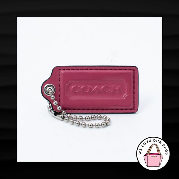 2.5" Large COACH MAUVE PINK PATENT LEATHER NICKEL FOB BAG CHARM KEYCHAIN HANGTAG - Picture 1 of 1